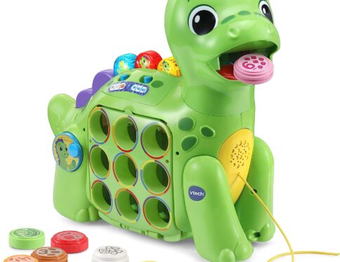 VTech Chomp-along Dino, Musical Toddler Toy, Teaches Numbers, Colours & Food, Interactive Dinosaur Toy for 2, 3, 4+ Year Olds, English Version