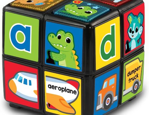 VTech Baby Twist & Teach Animal Cube, Baby Sensory Toy with Music, Lights, Colours, Baby Interactive, Educational Gift Suitable for 18, 24, 36 months Boys & Girls, English Version