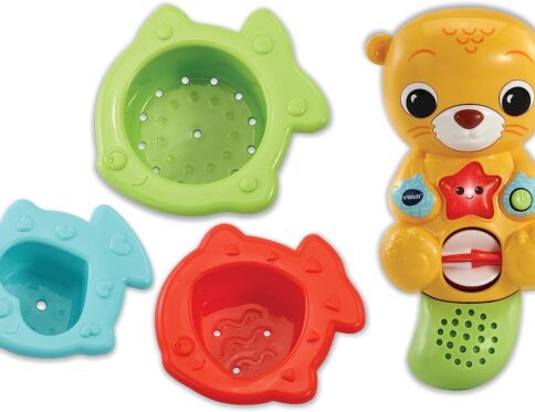 VTech Splashing Fun Otter, Bath Toy for 1 Year Olds + Sensory Bathtub Toy with Lights, Music & 3 Pouring Accessories, Bath Time Gift for Babies & Infants 1, 2, 3 years +, English version