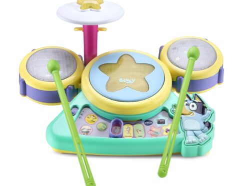 VTech Bluey Hooray Drum Set with Light-Up Pads, Music & Rhythm Games (Ages 3+)