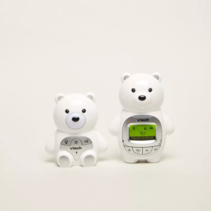 VTech - Baby Bear Digital Audio Monitor with up to 1,000 ft of Range|Vibrating Sound-Alert |Talk Back Intercom | Temperature Indicator | Night Light Loop & Parent Unit, White