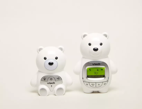 VTech – Baby Bear Digital Audio Monitor with up to 1,000 ft of Range|Vibrating Sound-Alert |Talk Back Intercom | Temperature Indicator | Night Light Loop & Parent Unit, White